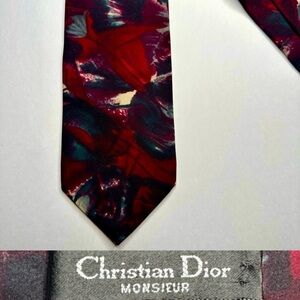 Vintage Christian Dior Monsieur Abstract Brushstroke Classic Poly Tie